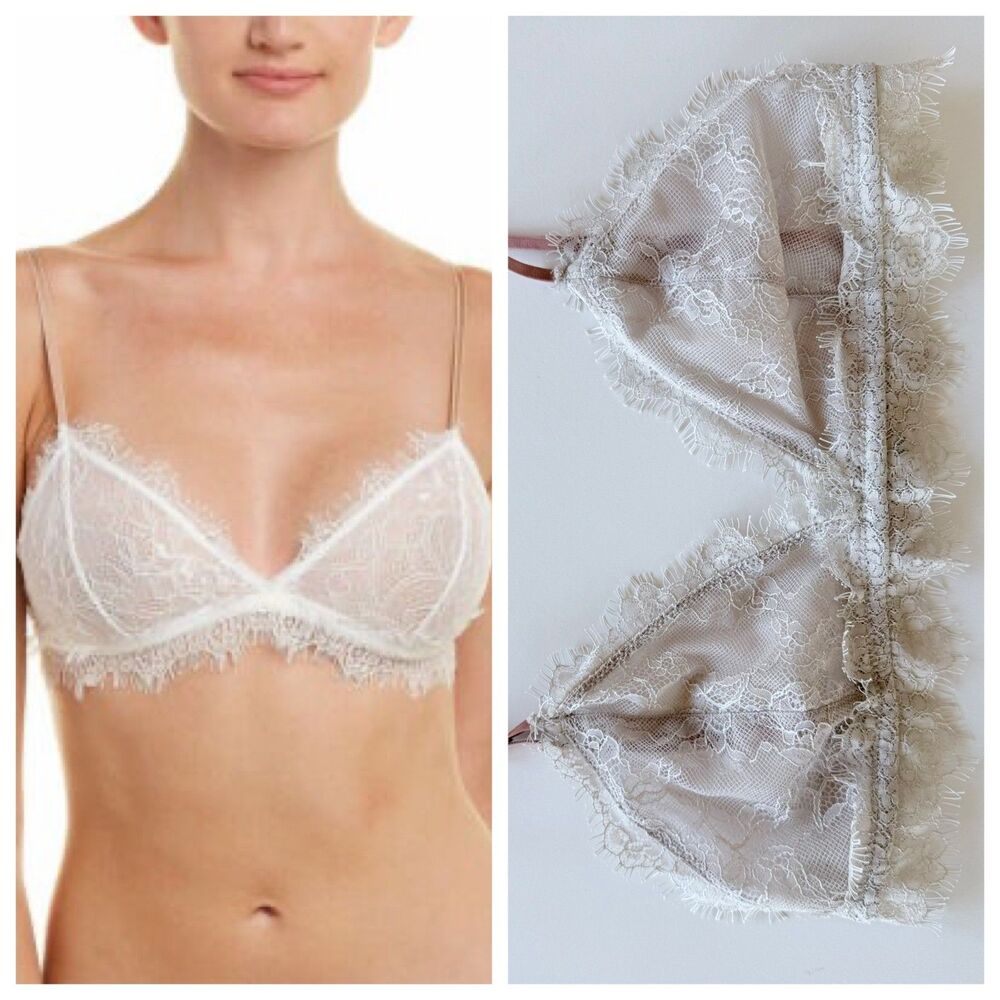 Free People Bedroom Eyes Bralette Ivory Rose Lace Size Medium EUC Bridal